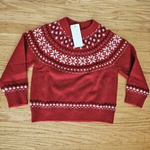 NWT Uniqlo Red Fair Isle Sweater 5-6Y